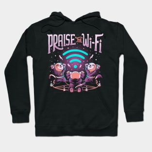 Praise the Wifi - Funny Evil Goth Cats Hoodie